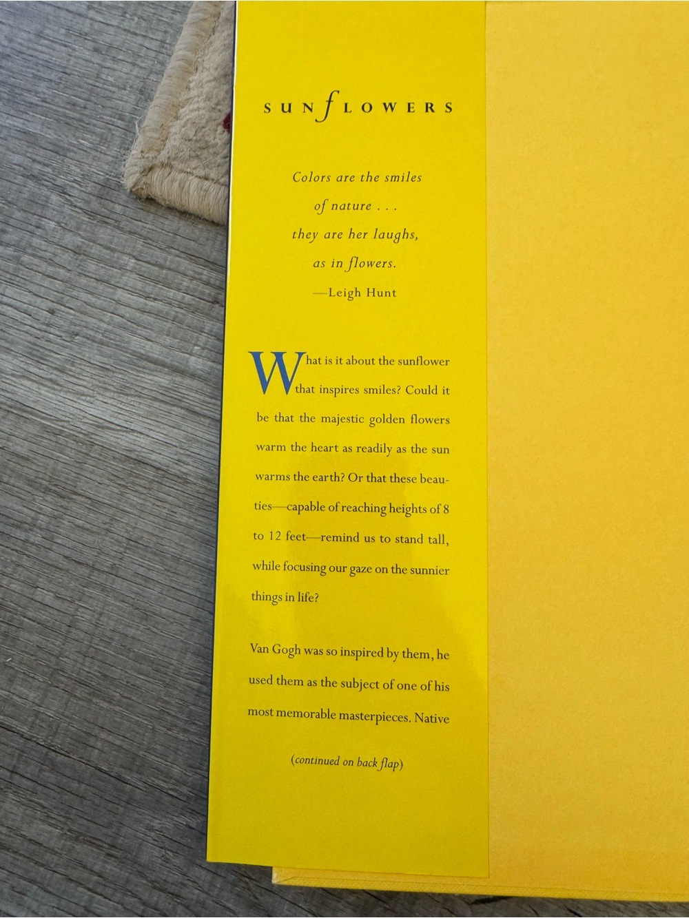 Sunflowers Coffee Table Book - Yellow on Blue by - Picture 2 of 2